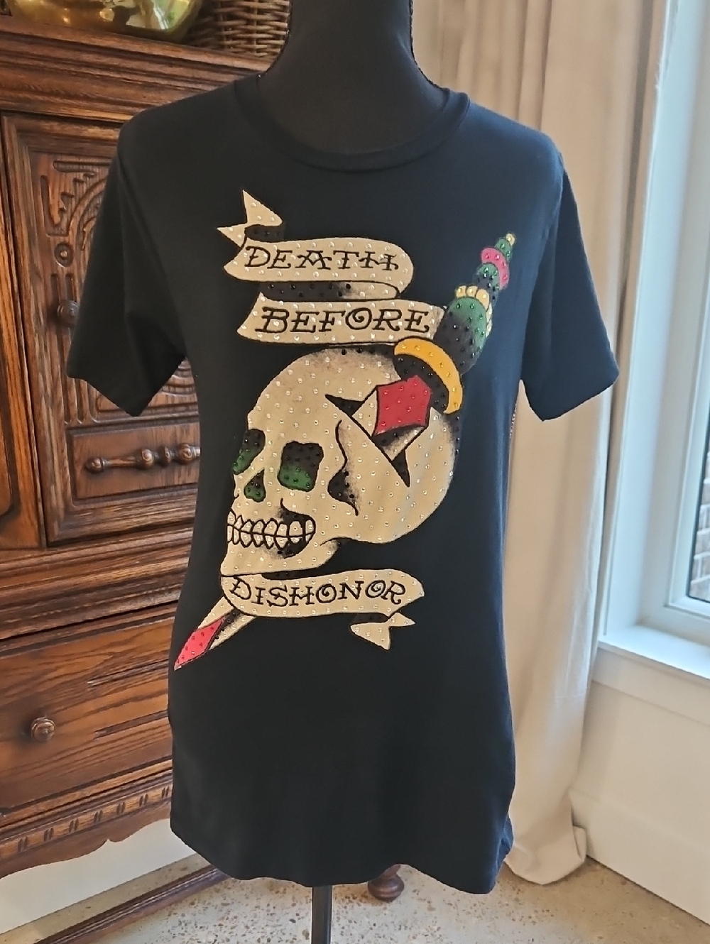 Christian Audigier Black Tee with Orange Script